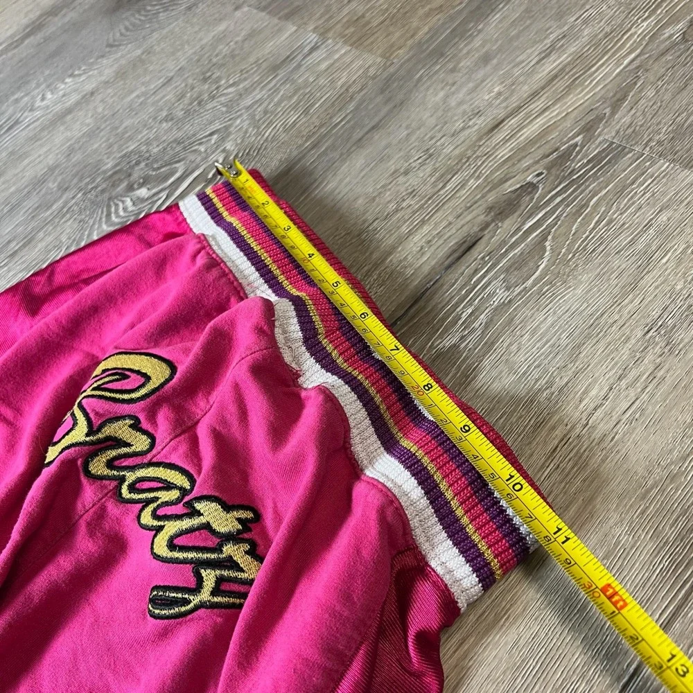 Bratz Track Pants Girls M 7/8 Pink Embroidered Logo Y2K Satin Stripe Joggers